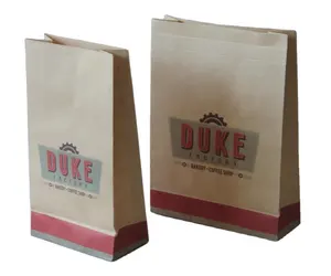 Sacs d'emballage jetables de gâteau de papier kraft de catégorie comestible pour la boulangerie de cuisson d'impression de logo personnalisé sulfurisé de pain