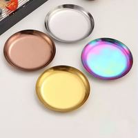 Plateau de présentation rond en acier inoxydable de 10 cm pour snacks, bonbons, bijoux, cosmétiques, plateau de service personnalisé en métal pour fruits et gâteaux