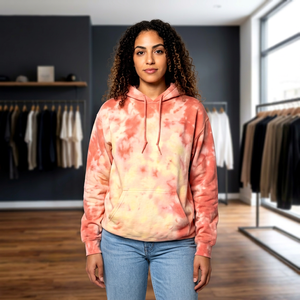 Sweat-shirt à capuche unisexe tie-dye, coupe ample, manches régulières, en molleton, décontracté, pour l'hiver, 100% coton, séchage rapide, avec poche - Product Image 1