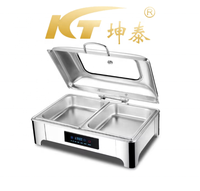 Chauffe-Plat Électrique Rectangulaire Kun Tai 440W en Acier Inoxydable Isolé, 9L, pour Buffet Hydraulique, Usage Hôtelier et Vaisselle de Cantine