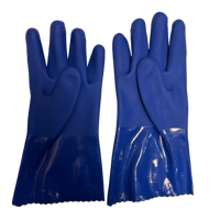 Gants de travail en PVC bleus de 27 cm avec finition micro-sableuse et résistance à l'huile pour l'approvisionnement et le commerce mondiaux (vente en gros)