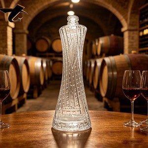 Bouteille à liqueur vide ronde en <span class=keywords><strong>verre</strong></span> cristal <span class=keywords><strong>de</strong></span> 500 ml, personnalisable, avec bouchon, impression sérigraphiée, pour spiritueux, vente en gros, stockage, fond spécial - Product Image 1