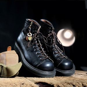 Outdoor Genuine <b>Leather</b> Men's <b>Boots</b> Height Increasing Non Slip Elevator Casual Retro Breathable Autumn <b>Work</b> <b>Boots</b> - Product Image 1
