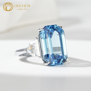 Ouchen đồ trang sức cao 9K 10k 14k 18K 22K 24K Rắn và<span class=keywords><strong>ng</strong></span> phụ nữ 5A Zirconia Eternity ban nhạc Nhẫn cưới - Product Image 5