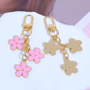 Porte-clés en métal en forme de fleur colorée-Alliage de bricolage créatif-Porte-clés double face à petite fleur-Convient aux accessoires de sac - Product Image 1