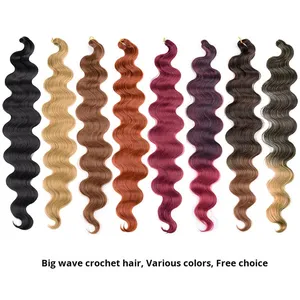 Extensión de cabello sintético para mujer de estilo europeo americano, peluca de ganchillo de ondas grandes con ondas corporales y trenzas - Product Image 2
