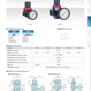 AR/BR Série Pneumático Compressor Regulador Manômetro Fonte Tratamento Unidade Regulador Ar Pressão Pneumática