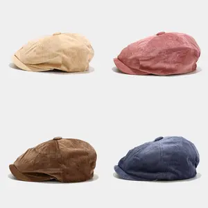2020 New style hot sell corduroy beret octagonal hat