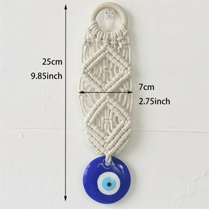 Tapisserie murale en <span class=keywords><strong>macramé</strong></span> <span class=keywords><strong>bleu</strong></span> œil turc faite à la main, décoration, ornement, pendentifs Nazar, mauvais œil, décoration intérieure pour la bonne chance - Product Image 5