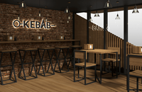 Conception de kiosque de café en bois avec porte en verre trempé pour l'extérieur