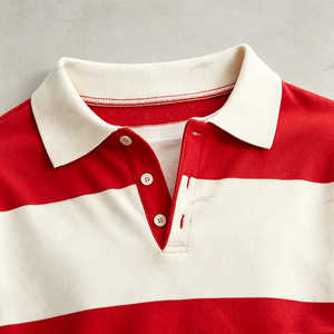 <span class=keywords><strong>Polo</strong></span> da Rugby Oversize con Colletto Ricamato Personalizzato, Camicia Termica a Maniche Lunghe in <span class=keywords><strong>Cotone</strong></span> <span class=keywords><strong>100</strong></span>% Premium a Righe per Uomo - Product Image 5