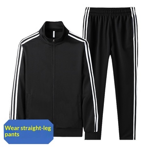 Conjunto Deportivo de Primavera/Otoño para <span class=keywords><strong>Hombre</strong></span>, Chaqueta Delgada con Tres Rayas y Cordón Ajustable, Dos Piezas, para Correr al Aire Libre - Product Image 2