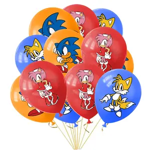 漫画の風船-漫画のハリネズミパーティー用品、ゲームの装飾のための12個の3種類の色のキッズパーティーバルーン (12インチ)