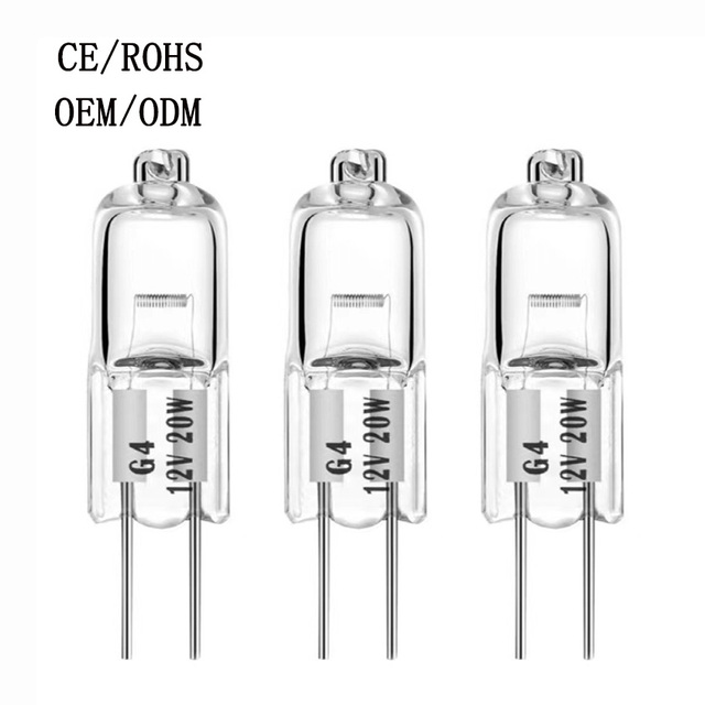 OEM Customized Wholesale 6V 120v 220v 230v 10W 20W 35w Halogen Lamp 12V 20W G4 Halogen Bulbs for Hotel Home Indoor