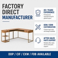 RongFeng Grote Ruimte Computerbureau L-vormige Hoektafel Robuust Metalen Frame Ladekasten Links Rechts Houten Oppervlak Computers