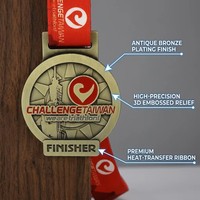 Medaglie Personalizzate in Lega di Zinco con Logo Personalizzato, Piccolo MOQ per Premi di Beneficenza, Triathlon e Sport con Nastro Stampato