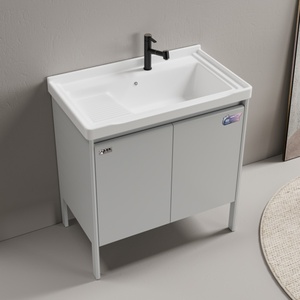 Высококачественная современная прямоугольная настенная раковина WJL из фарфоровой керамики для ванной комнаты с прачечной раковиной и тумбой для умывальника - Product Image 1