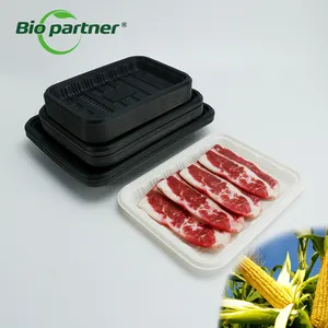 Biopartner Black Supermarket Disposable Plastic Fresh Meat Fruit Vegetable Display Packaging Punnet Package Tray