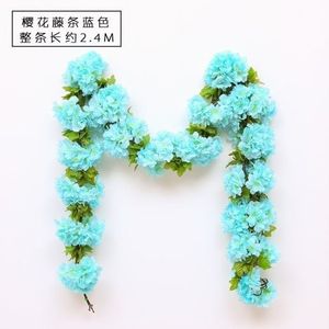 Guirlandes artificielles de fleurs de cerisier 200 cm en plastique et soie pour mariage, décoration murale, extérieur et accessoires de photographie - Product Image 4