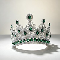 Grande couronne scintillante réglable pour adultes, avec strass et cristaux, pour concours de beauté, bal de promo, style tiara ronde
