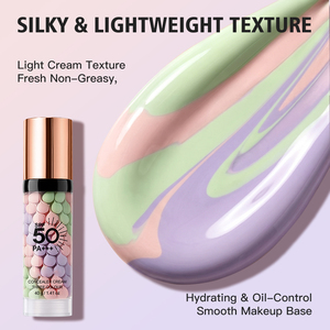 Corrector 3 en 1 Tricolor con SPF50 PA+++, Base de Maquillaje en Crema, Corrector de <span class=keywords><strong>Color</strong></span> que Cubre Rojeces y Ojeras - Product Image 2