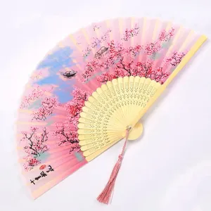 bamboo Hand Fan with Bag Vintage Flower Fans for Women Girls Wedding fan Festival Dance Gift Performances Home Decorations