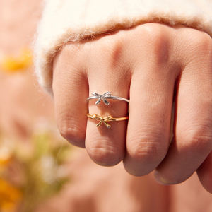 925纯银蝴蝶结开环结声明承诺带可调节18k镀金OL女性派对精品珠宝SCR1144 - Product Image 3