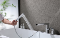 Robinet de baignoire en laiton, mitigeur de baignoire romain avec bec rotatif, ensemble de douche à main extractible, robinet cascade