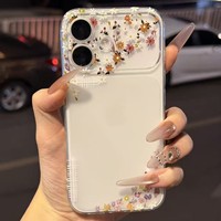 Coque de téléphone transparente tendance bleue à petites fleurs pour iPhone 17 Air 16 14 15 Pro Plus 18 13 12 11 Pro Max XR XS MAX