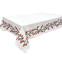 Offre Spéciale Polyester Lin Tissu Décoration De Fête De Noël Table À Manger Nappe De Noël Rectangulaire pour Table Rectangulaire