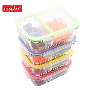 Thủy Tinh Trẻ Em Hộp Ăn Trưa <span class=keywords><strong>2</strong></span> Ngăn Lò Vi Sóng Hộp Đựng Thực Phẩm - Product Image 6