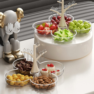 Round Glass Fruit Platter With <b>Star</b> <b>Tree</b> Stand <b>For</b> Party Snacks And Desserts Display - Product Image 2