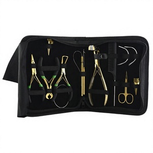 Kit d'outils pour extensions capillaires en acier inoxydable de qualité supérieure Cross Edge Corporation : Pince de pose, Pince de retrait, Aiguille, Crochet, Boucle de tirage pour cheveux - Product Image 1