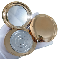 Boîte à poudre fine dorée personnalisée 0207, boîte à cosmétiques ovale en métal, miroir en aluminium, matériaux recyclés, plastique ABS