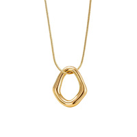 Collier pendentif cercle géométrique irrégulier unique, un accessoire en acier inoxydable élégant et luxueux pour femmes