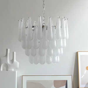 New modern LED pháp Chic đám mây Frosted blass ánh sáng mặt dây chuyền vàng vòng/dài đèn chùm phòng khách ánh sáng đồ đạc - Product Image 4