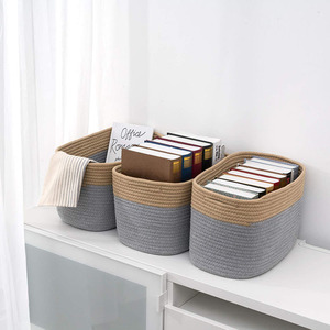 Clothing Organizer Storage Basket Cotton Rope <b>Rectangle</b> Eco Friendly Fabric Baskets <b>Bin</b> - Product Image 2
