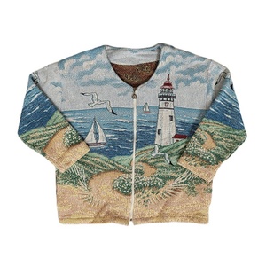 Chaqueta de tapicería vintage personalizada con cremallera para hombre y mujer, estilo streetwear - Product Image 1