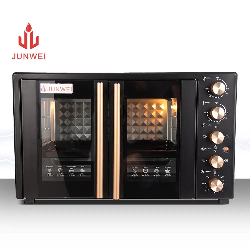Junwei 80 100L Lò nướng điện 120 150 lít nhà máy Giá cửa đôi OEM lớn lò Rotisserie lớn chuyên nghiệp electr lò