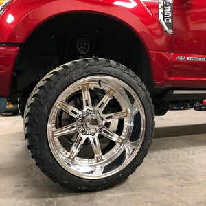 Rines Forjados Direccionalmente Pulidos Personalizados de Primera Calidad con Offset Negativo Extremo <span class=keywords><strong>para</strong></span> Camionetas Elevadas Ford F350 GMC Sierra Denali - Product Image 1