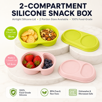 Boîte à lunch en silicone compartimentée avec couvercle hermétique, de qualité alimentaire, sans danger, non toxique, écologique