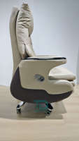 Chaise de bureau ergonomique à dossier haut FoShan en cuir véritable avec massage électrique, charge USB et soutien lombaire réglable