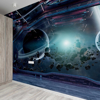 Murale murale autocollante pour intérieur spatial, représentant une vaisseau spatial futuriste
