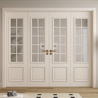 Cloison intérieure sur mesure en contreplaqué laqué avec portes doubles en verre, style rétro français, pour appartements, conception 3D, directement de l'usine