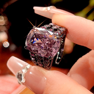 Sang Trọng Màu Đen Mạ 12*16Mm <span class=keywords><strong>Ruby</strong></span> Màu Xanh <span class=keywords><strong>Spinel</strong></span> Paraiba Màu Xanh Lá Cây Lớn Đệm Cắt Đá Zirconia Tuyên Bố Vòng Cho Phụ Nữ Đợt - Product Image 3