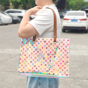 Sac fourre-tout <span class=keywords><strong>de</strong></span> luxe en PVC, sac cadeau haut <span class=keywords><strong>de</strong></span> gamme avec logo imprimé, sac à bandoulière en PVC pour femme, sac <span class=keywords><strong>de</strong></span> plage <span class=keywords><strong>de</strong></span> voyage pour femme avec logo en relief – Grande Vente - Product Image 2