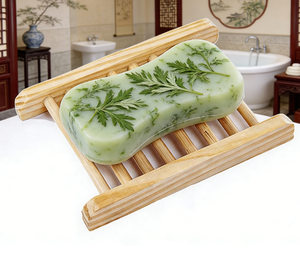 Portasapone in bambù naturale con scarico, vassoio porta sapone in <span class=keywords><strong>legno</strong></span> per bagno e doccia - Product Image 2