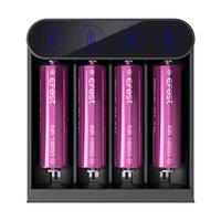 Stock américain économique 21700 18650 3.7V Li-Ion batterie 4 ports Led 5V 2A Efest Slim K4 chargeur solaire Usb Type C câble chargeur