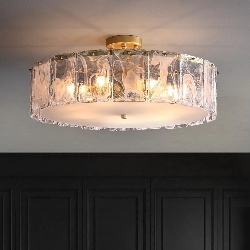 Modern Nordic Lamp Luxury Creative Simplicity Round Cloud Stone Glass Ceiling Light for Living Room Bedroom Home Kitchen Hotel