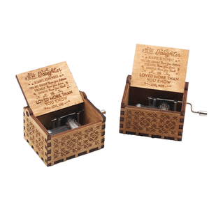 Mini <span class=keywords><strong>caja</strong></span> de música con manivela de mano personalizada, <span class=keywords><strong>caja</strong></span> de música de madera grabada con láser, novedad - Product Image 1